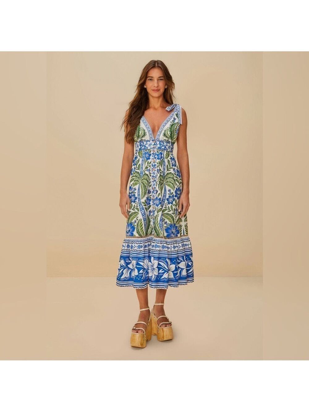 Farm Rio Off-White Tropicance Midi Dress